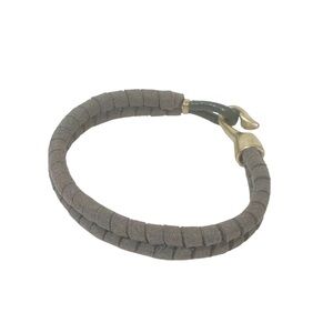 LF Woven Dark Green Leather Bracelet Gold Hook Unisex Jewelry‎